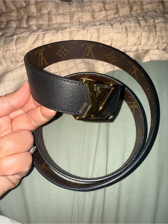 Louis Vuitton Black Leather Reversible Monogram Belt with Gold LV Buckle main image 5